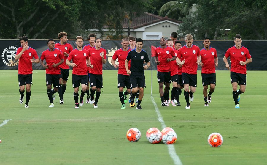 United States mens National Team players during a training session on Tuesday, May 17, 2016, at Barry University in Miami as the team prepares for a friendly against Puerto Rico on May 22 in Bayamon, P.R. (Pedro Portal/Miami Herald/TNS)