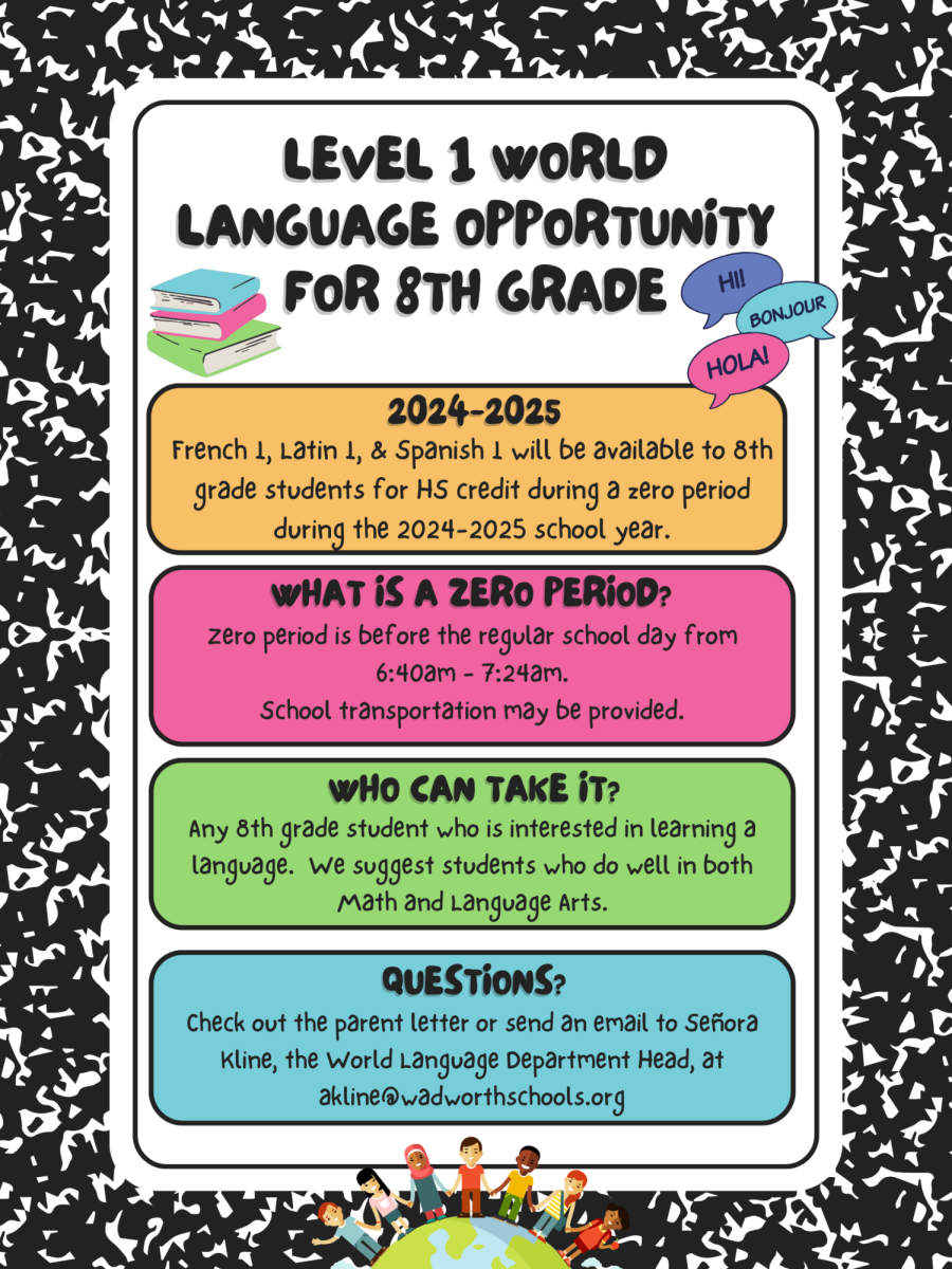 Wadsworth Middle School sent out a flier to the families of students about the opportunity of Zero Periods. The classes offered were decided by the responses the flier received. Photo courtesy of Wadsworth Middle School. 