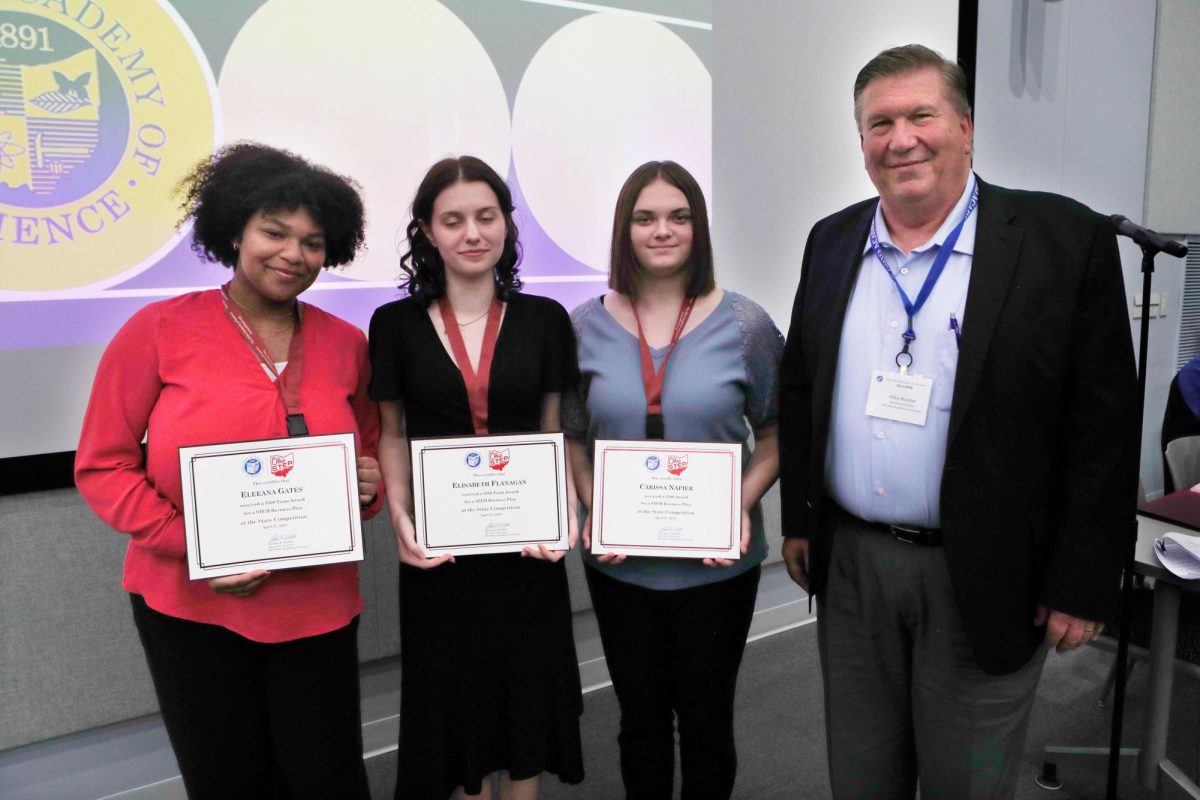 Carissa Napier along with other winners hold their certificates. The state level of the competition was held at Kent State University, where Napier plans on attending college. Photo courtesy of Carissa Napier. 
