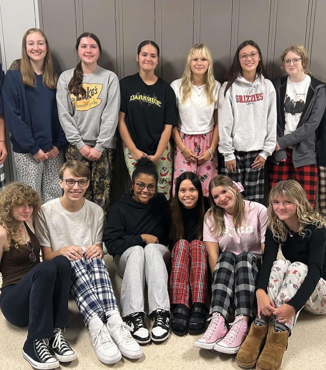 Wadsworth High School's Bruin staff participates in Monday's Spirit wear theme: Pajama Day. Spirit Week is put together by the Student Council. Photo by Reagan Hunt. 