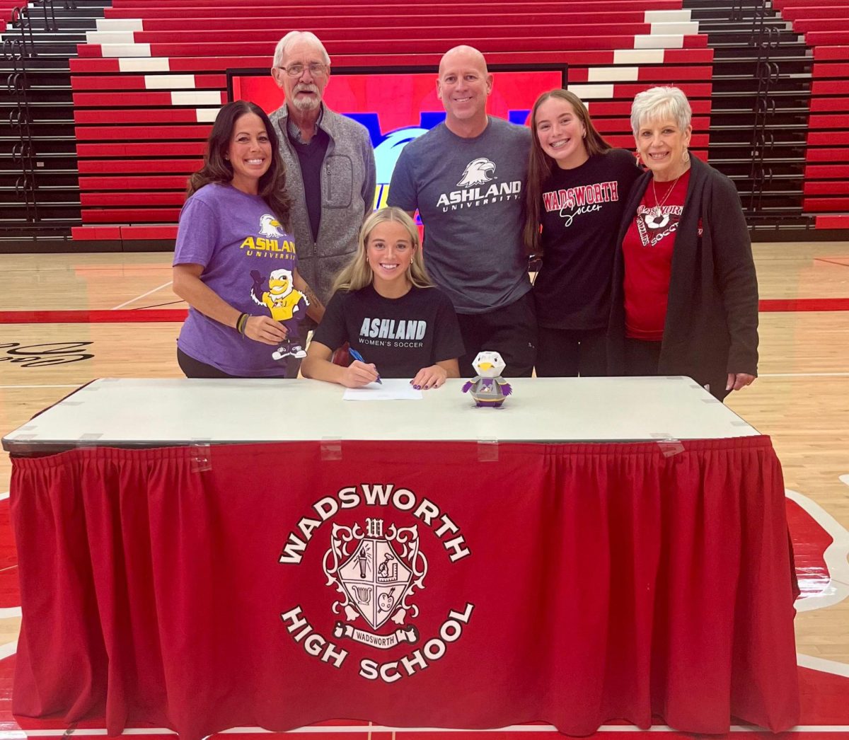 Cece Craig commits and signs her letter of intent to Ashland University on Wadsworth High School’s commitment day. She will be playing soccer for Ashland University. Photo courtesy of Cece Craig.