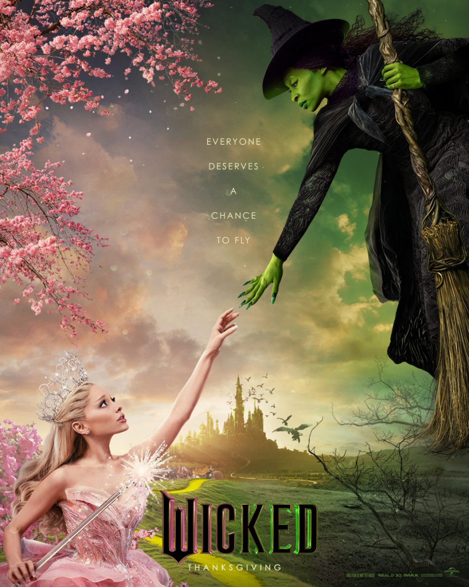 Ariana Grande as Galidna and Cynthia Erivo as Elphaba on the “Wicked” movie poster. The movie premieres in theaters this November. Photo courtesy of Fair Use Laws. 