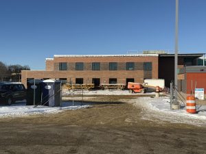 This photo above is the front entrance of the new intermediate building on Broad. The building is on track to open in 2025. Photo by Rylee Ward. 