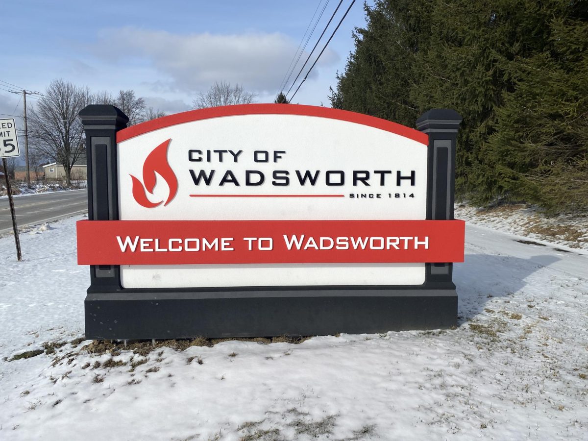 This is an example of the bigger more colorful signs Wadsworth is putting up. This sign is located on Main Street. Photo by Grace Sharp. 
