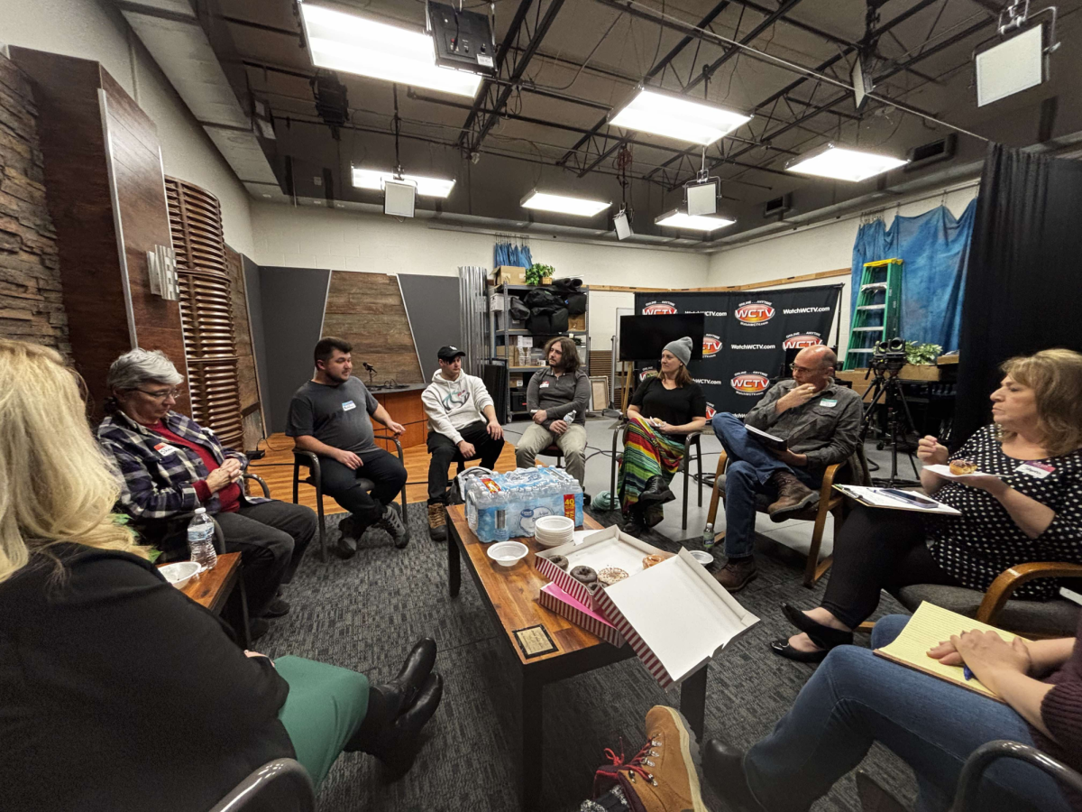 Members of Wadsworth Filmmakers discuss possible visions for the group. This photo was taken at the first meeting, which was held last month. Photo courtesy of Jenny Young.