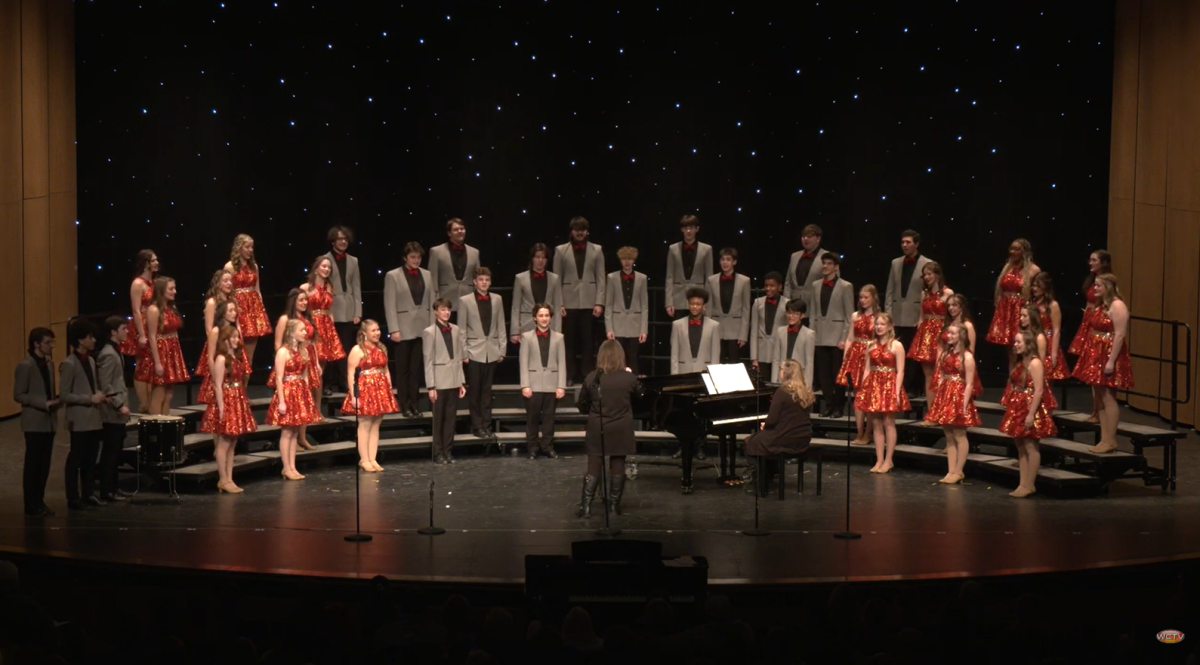 The advanced group Rhythm performed their sets at the 2025 Classical Concert. The other three choirs that performed in the concert were Concert Choir, Elite, and New Edition. Screenshot from WCTV. 