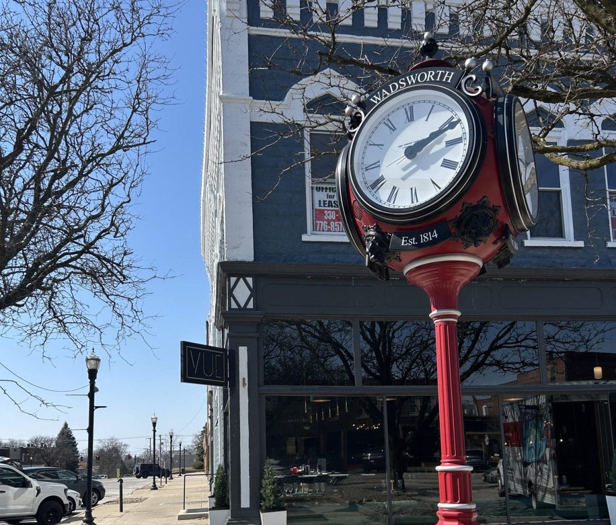 Main Street Wadsworth has been working in the community since 2016. One of their products was the inclusion of this clock in downtown Wadsworth. Photo by Maia Edwards. 