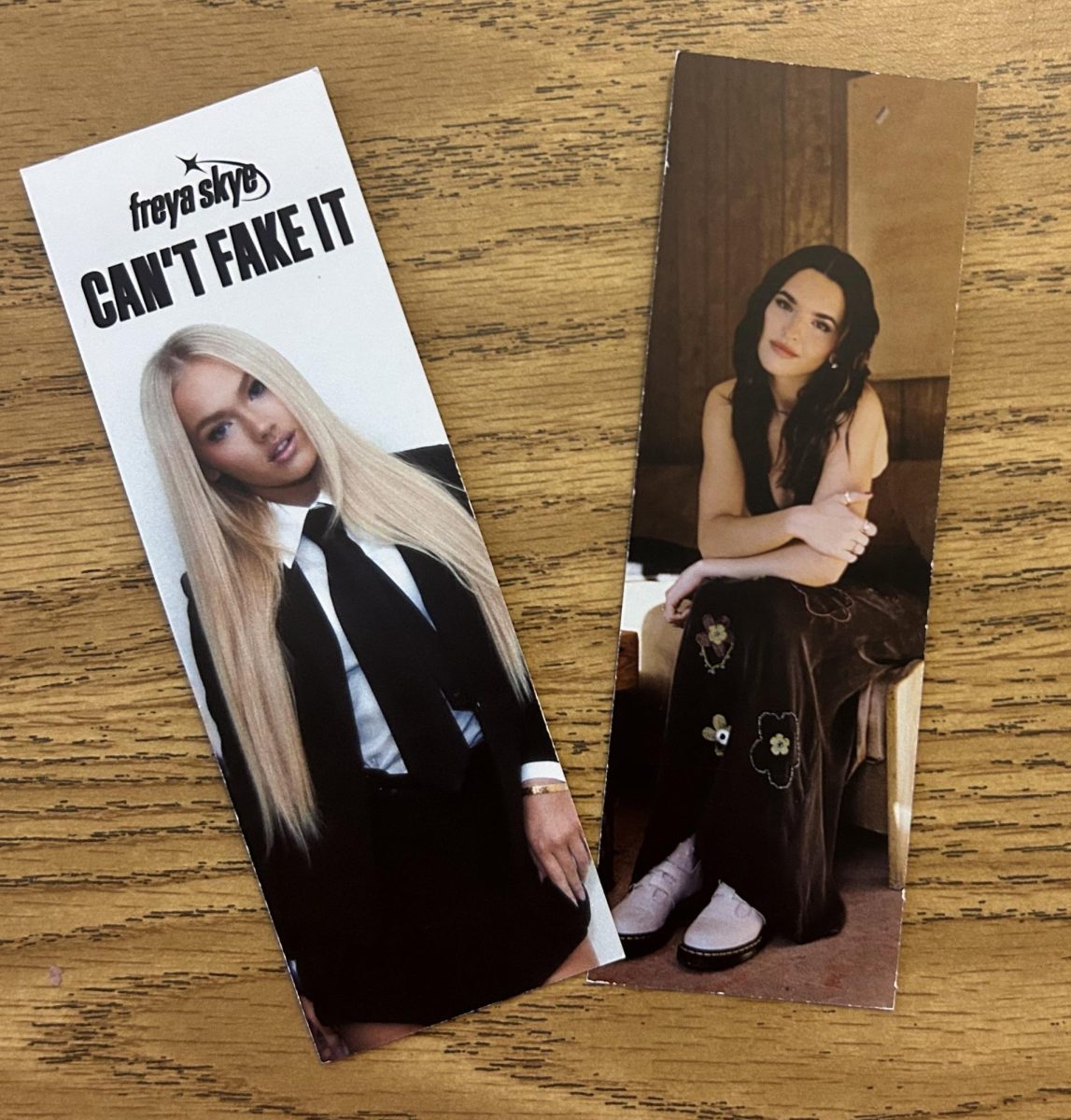 Freya Skye and Jenna Raine both sent The Bruin bookmarks and posters to help promote their music. Both of these female artists have millions of streams on Spotify.