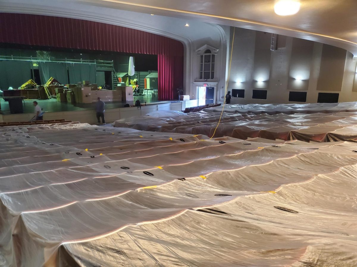 Renovations inside of Celestia Theater are shown. The theater is set to open in December 2025. 
