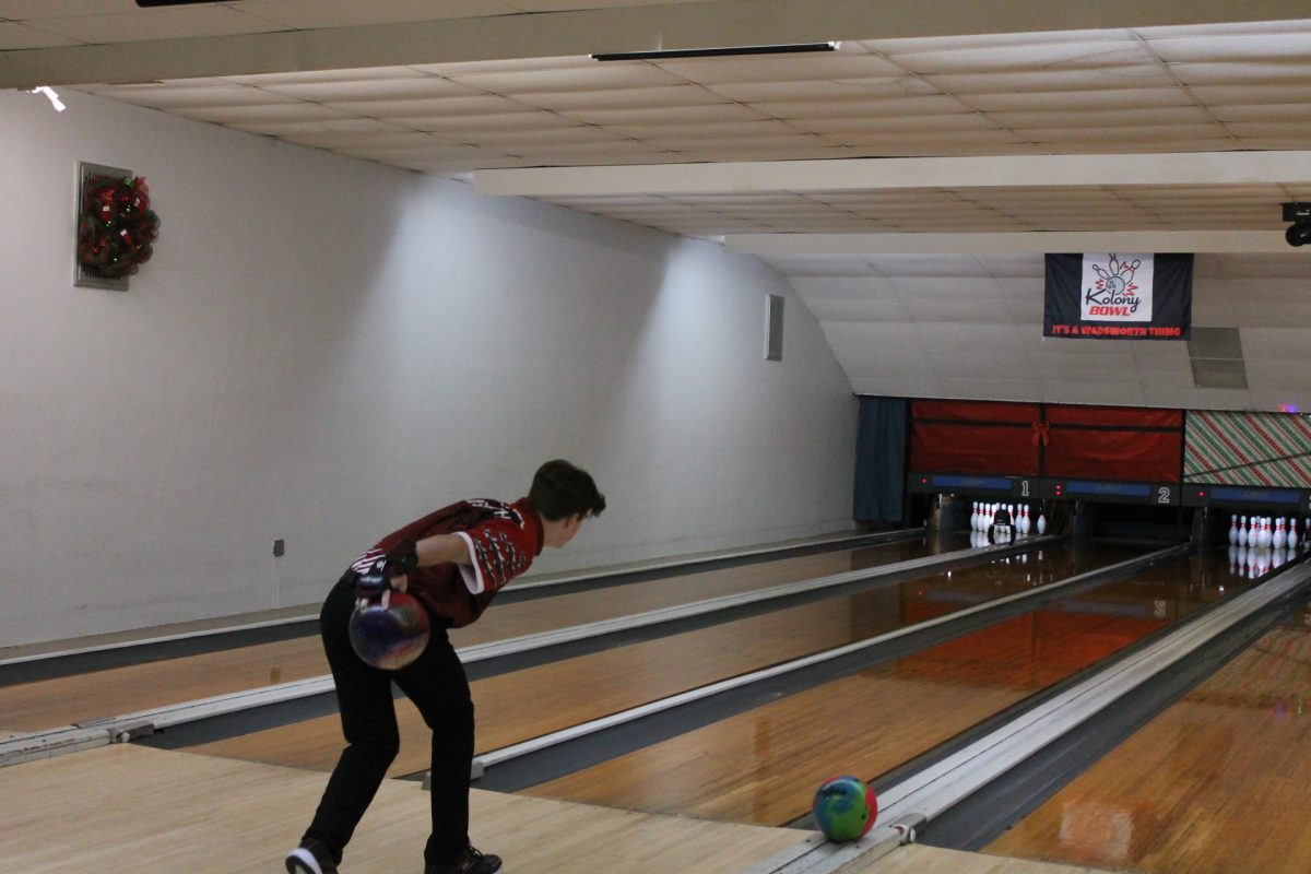 Wadsworth senior bowling captain Mason Friedt bowling against Talmadge.  This was a home game at Kolony Bowl in Wadsworth. 